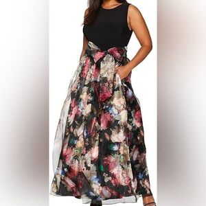 Eliza J Floral Ball Gown – Size 4 Formal Maxi Dress with Pockets and‎ Sash